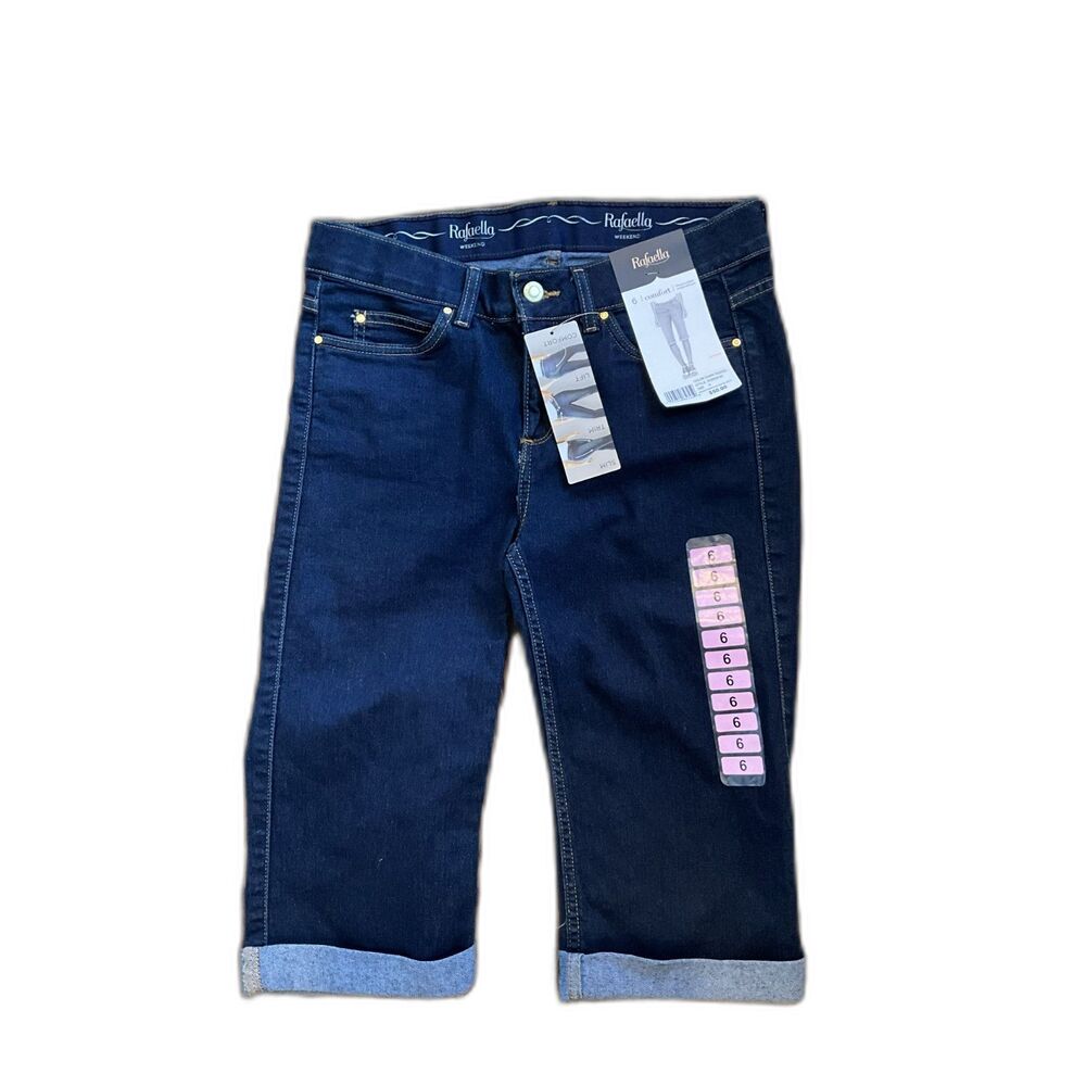 New Rafaella Comfort Capri Jean - Size 6 - Style RSBS9191 - Dark Indigo